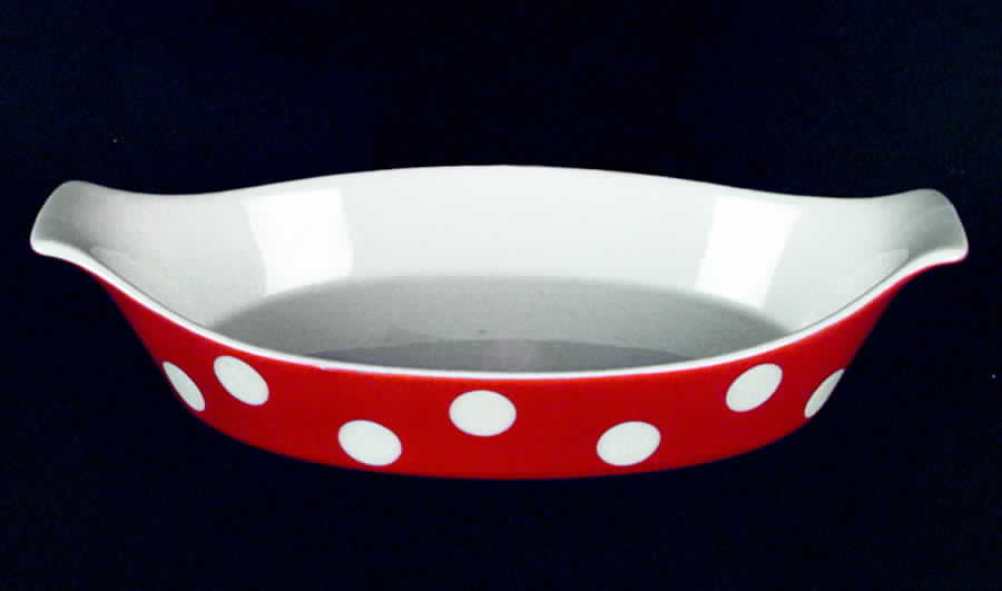 Polka Dots (White Dots on Red) Individual Augratin by Fitz & Floyd-1