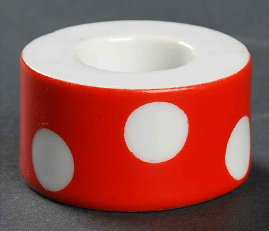 Polka Dots (White Dots on Red) Single Light Candlestick by Fitz & Floyd-1