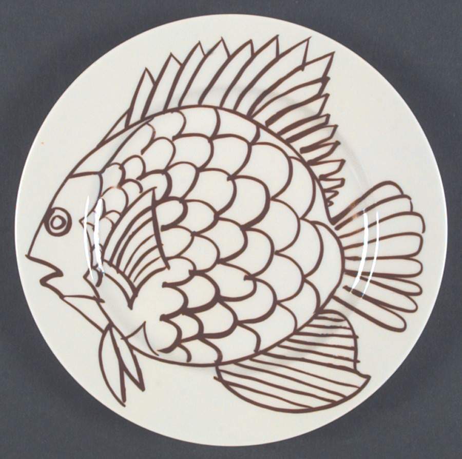 Les Fish Brown Salad Plate by Fitz & Floyd-1