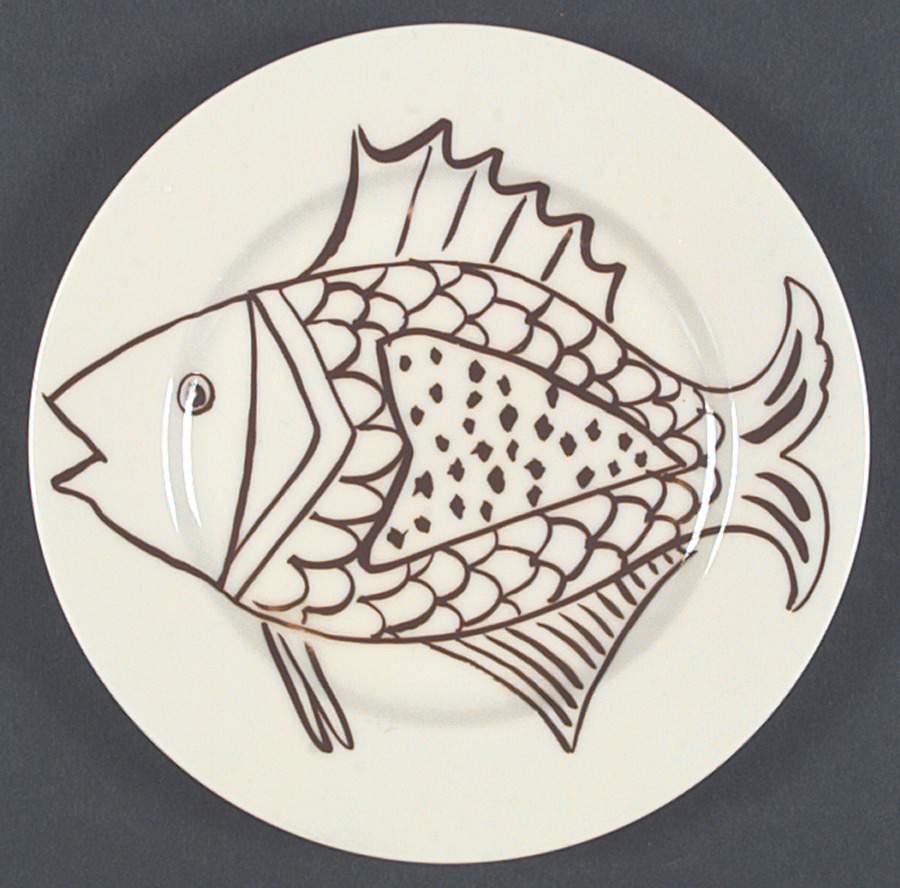 Les Fish Brown Salad Plate by Fitz & Floyd-1