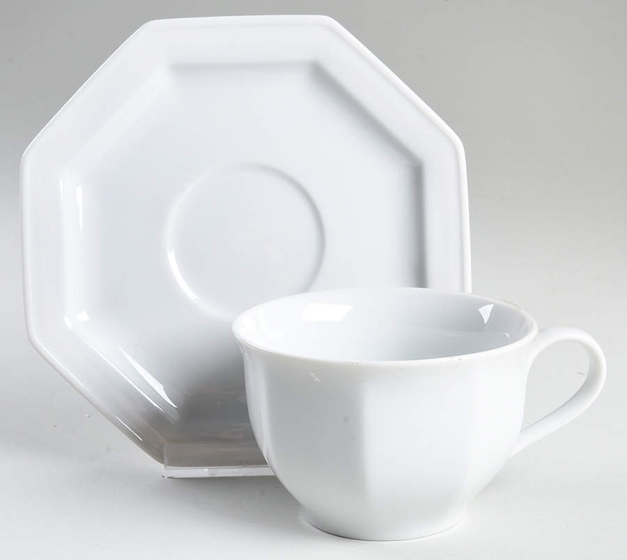 Blanche Oblique Flat Cup & Saucer Set by Fitz & Floyd-1
