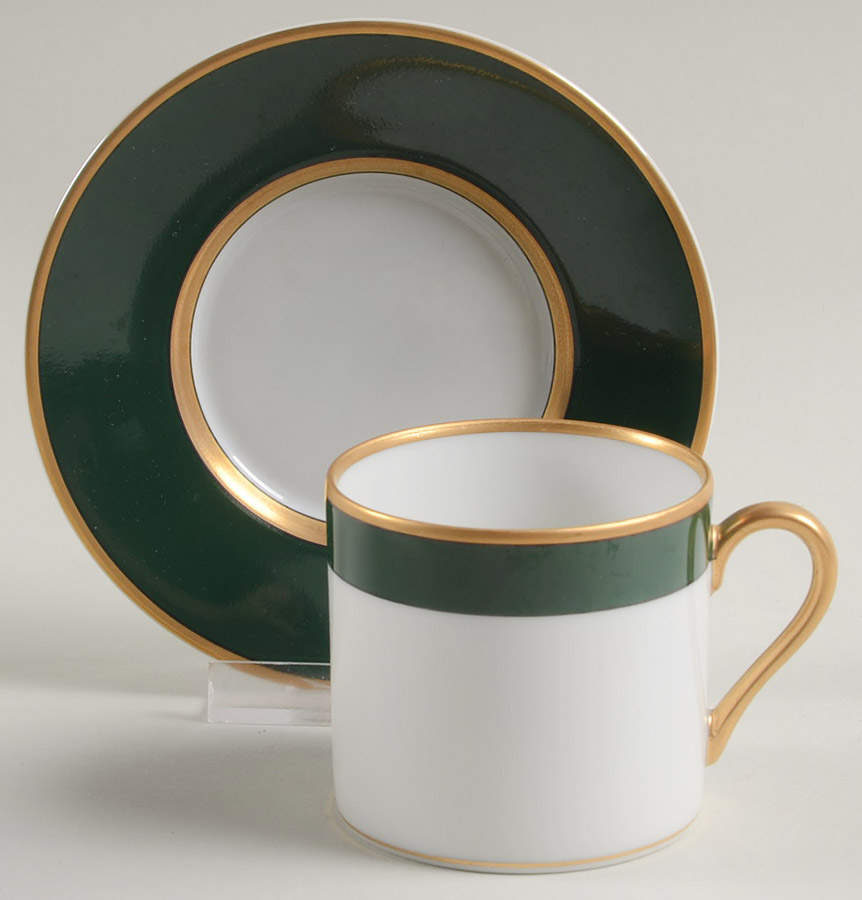 Renaissance Green (Restaurant, Switzerland) Flat Demitasse Cup & Saucer Set by Fitz & Floyd-1