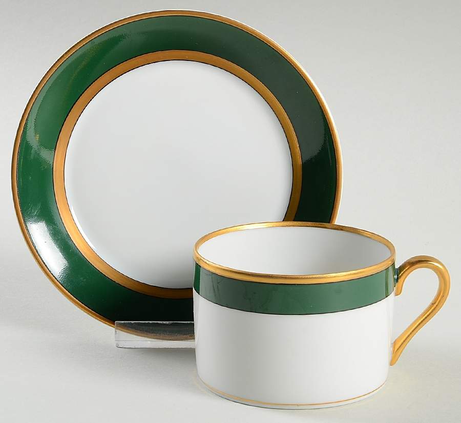 Renaissance Green (Restaurant, Switzerland) Flat Cup & Saucer Set by Fitz & Floyd-1