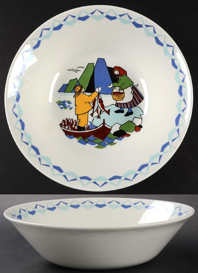Torskefiske 9" Round Vegetable Bowl by Figgjo (Norway)-1