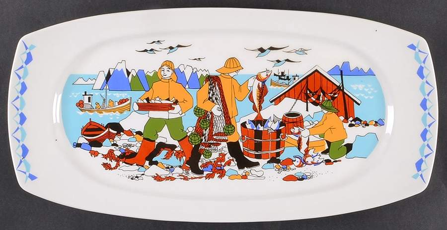 Torskefiske 20" Oval Serving Platter by Figgjo (Norway)-1