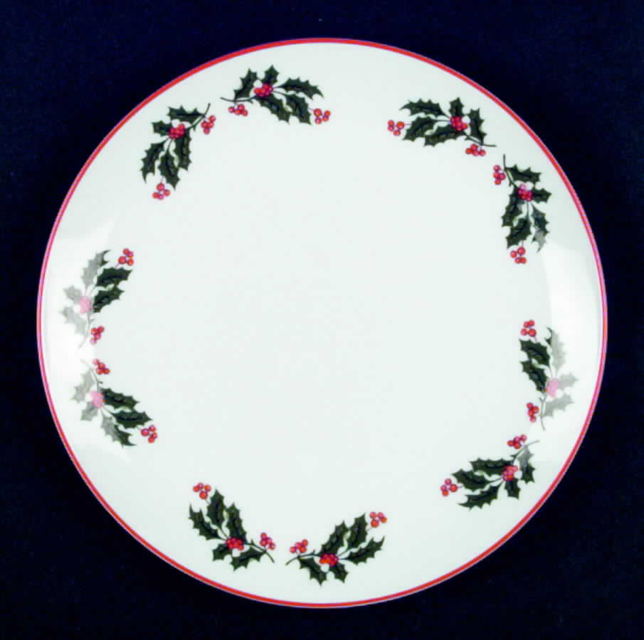 Christmas Holly (Red Trim) Salad Plate by Fine China of Japan-1