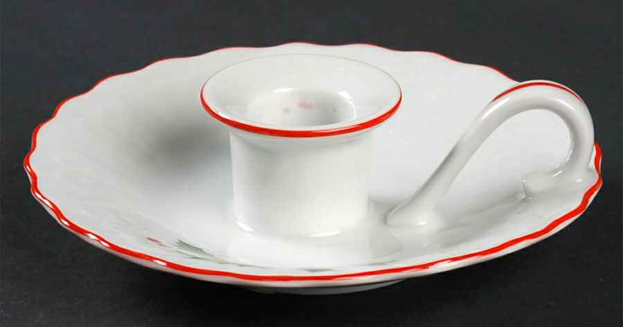 Christmas Holly (Red Trim) Handled Candleholder by Fine China of Japan-1