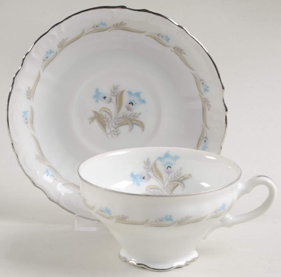 Blue Bell Footed Cup & Saucer Set by Fine China of Japan-1