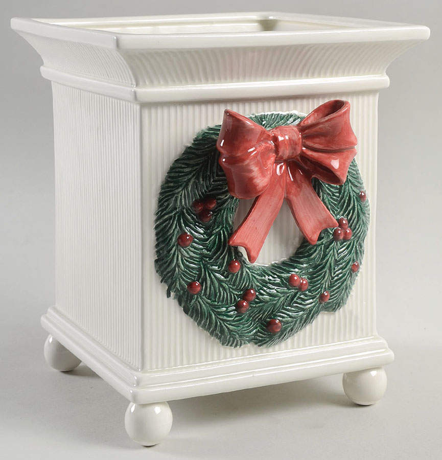 Christmas Garland Square Planter by Fitz & Floyd-1