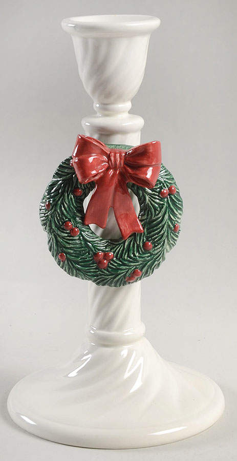 Christmas Garland Single Light Candlestick by Fitz & Floyd-1