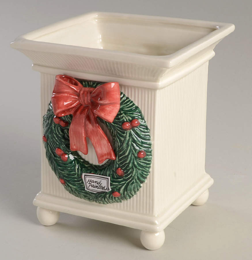 Christmas Garland Square Planter by Fitz & Floyd-1
