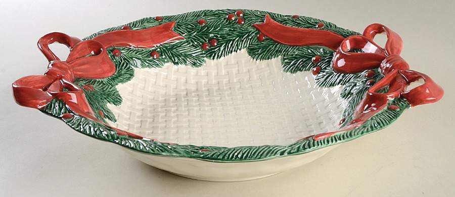 Christmas Garland Centerpiece/Console Bowl by Fitz & Floyd-1