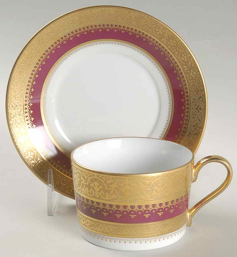 Imperial Heritage Burgundy Flat Cup & Saucer Set by Faberge-1