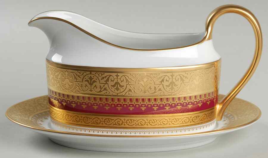 Imperial Heritage Burgundy Gravy Boat & Underplate by Faberge-1