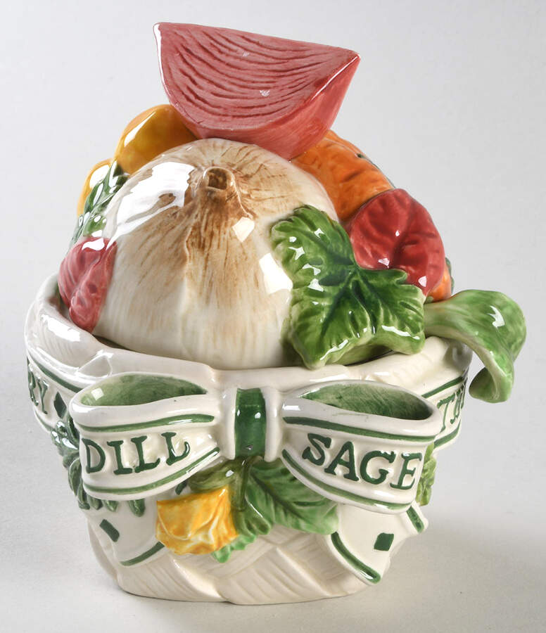 Herb Garden Sugar Bowl & Lid W/Spoon by Fitz & Floyd-1