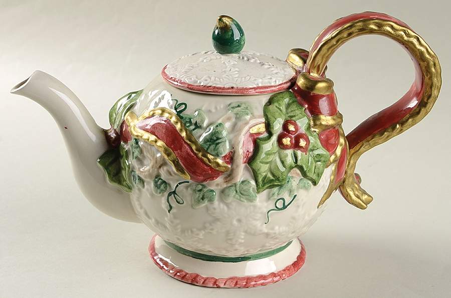 Baroque Holiday Teapot & Lid by Fitz & Floyd-1