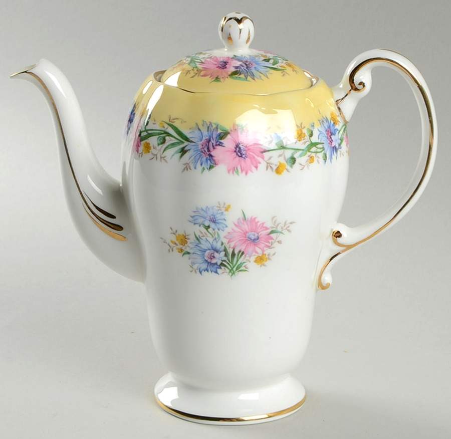 Cornflower Yellow Small Coffee Pot & Lid by Foley-1