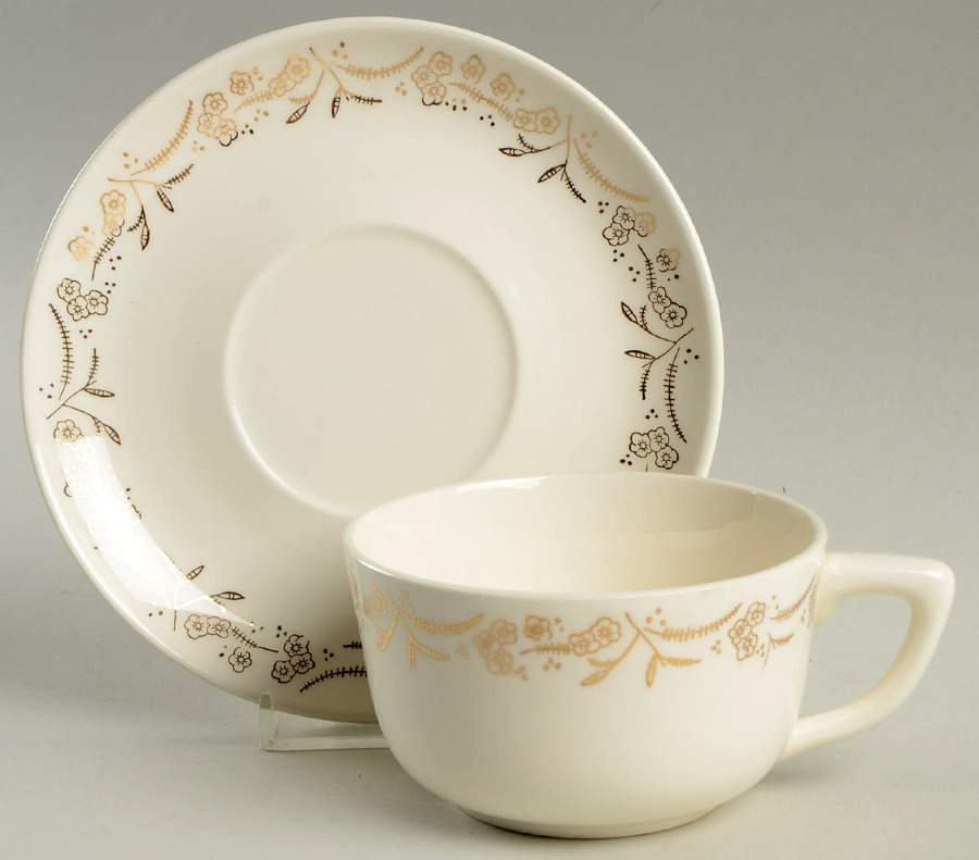 Golden Dawn Flat Cup & Saucer Set by French Saxon-1