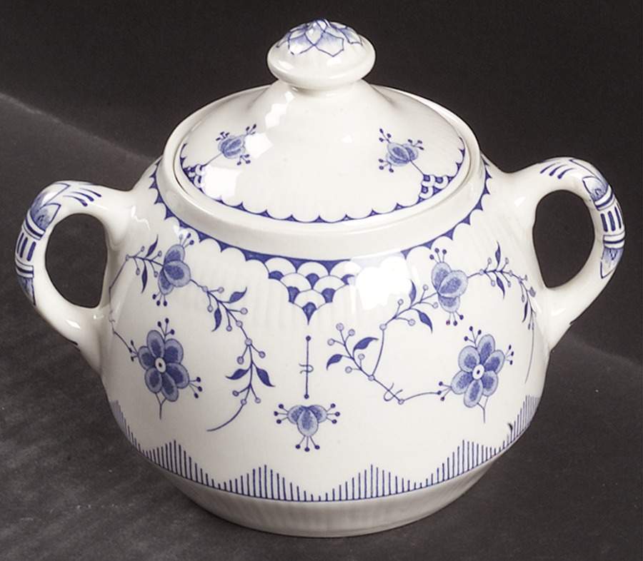 Denmark Blue Sugar Bowl & Lid by Franciscan-1