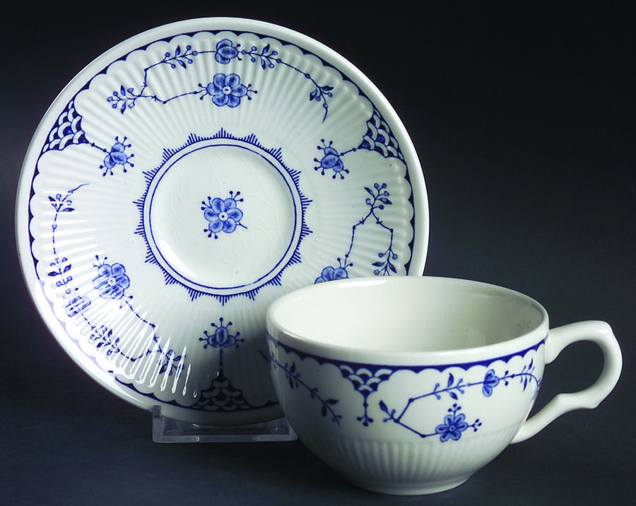Denmark Blue Flat Cup & Saucer Set by Franciscan-1