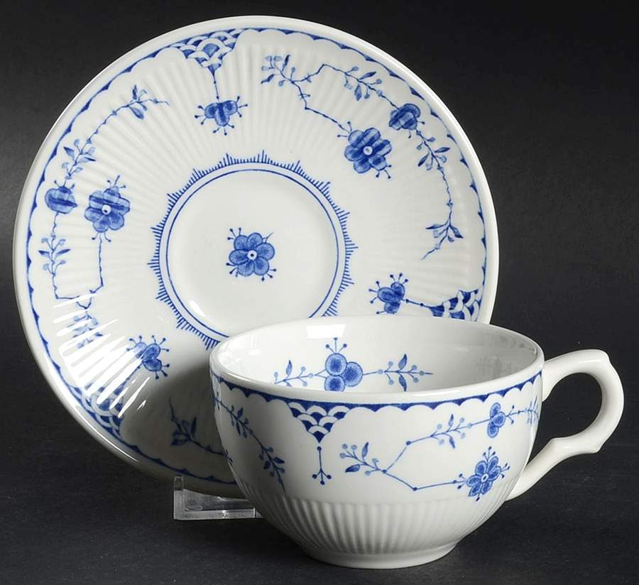 Denmark Blue Flat Cup & Saucer Set by Franciscan-1
