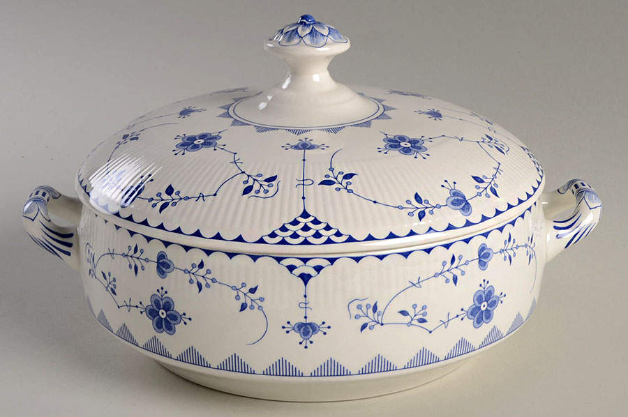 Denmark Blue Round Covered Vegetable by Furnivals-1
