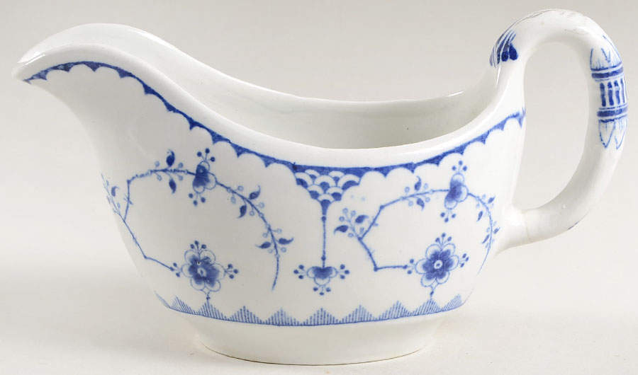 Denmark Blue Gravy Boat by Furnivals-1