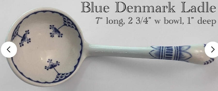 Denmark Blue Oval Tureen Ladle by Furnivals-1
