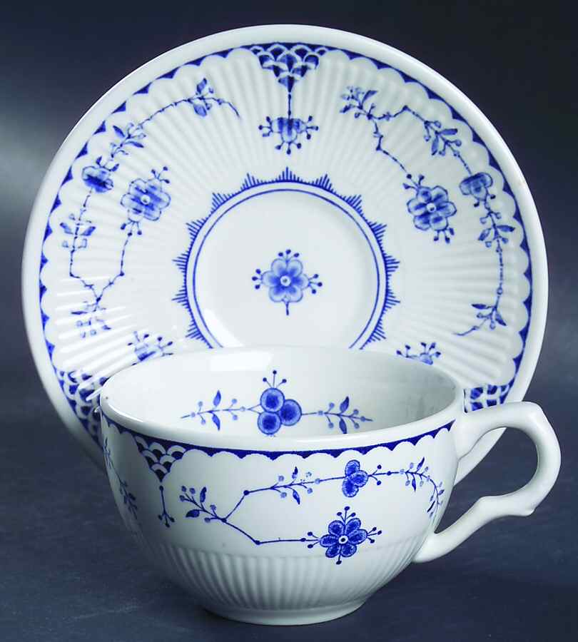 Denmark Blue Flat Cup & Saucer Set by Furnivals-1