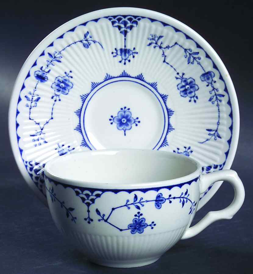 Denmark Blue Flat Cup & Saucer Set by Furnivals-1