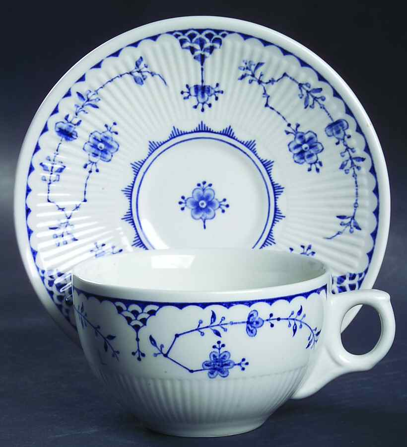 Denmark Blue Flat Cup & Saucer Set by Furnivals-1