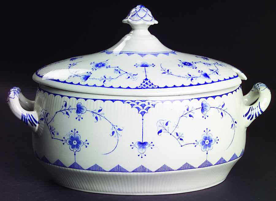 Denmark Blue Oval Tureen & Lid by Furnivals-1