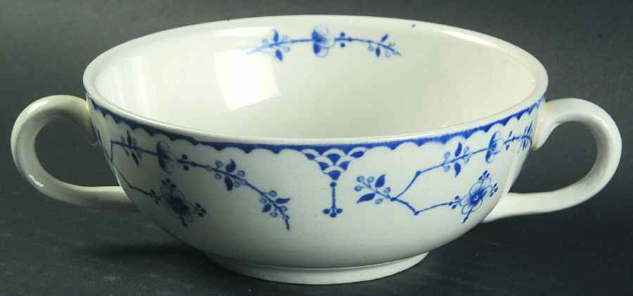 Denmark Blue Flat Cream Soup Bowl by Furnivals-1