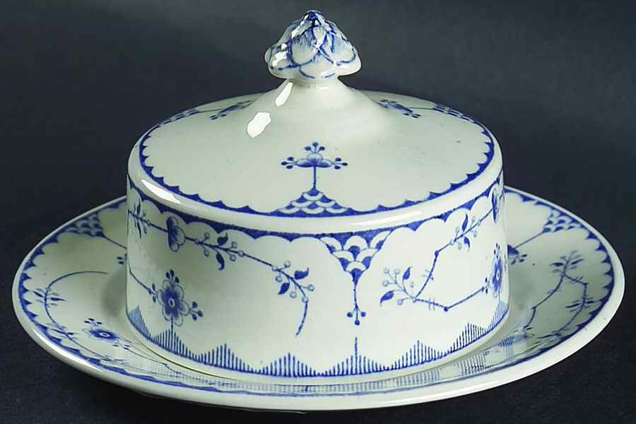Denmark Blue Round Covered Butter by Furnivals-1
