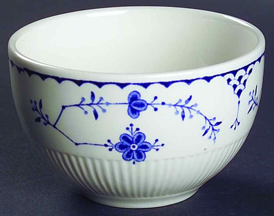 Denmark Blue Open Sugar Bowl by Furnivals-1