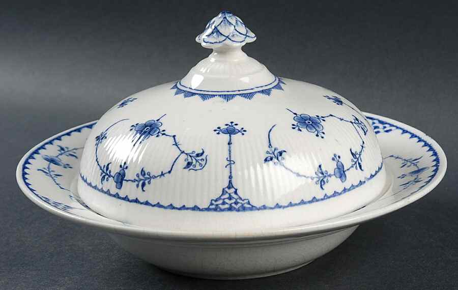 Denmark Blue Round Covered Butter by Furnivals-1