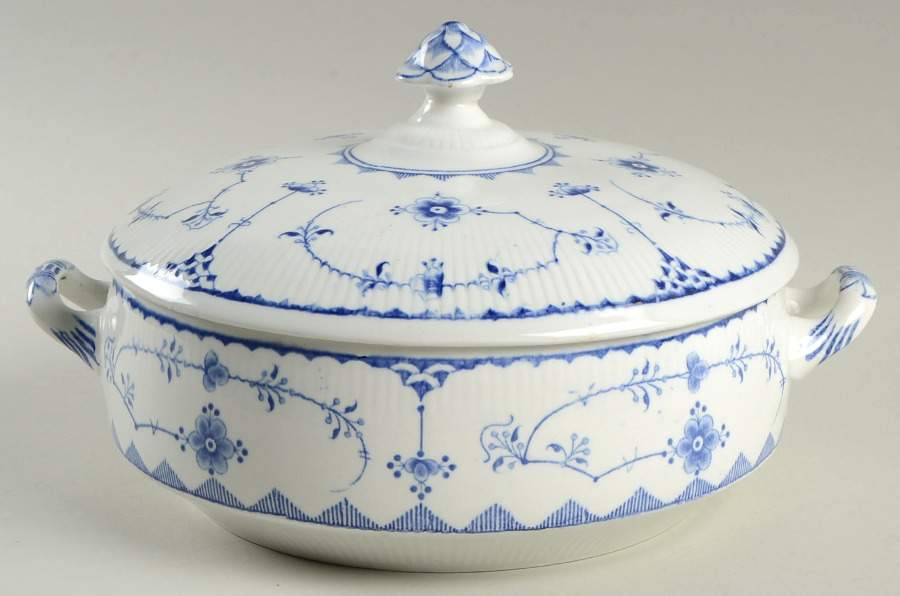 Denmark Blue Round Covered Vegetable by Furnivals-1
