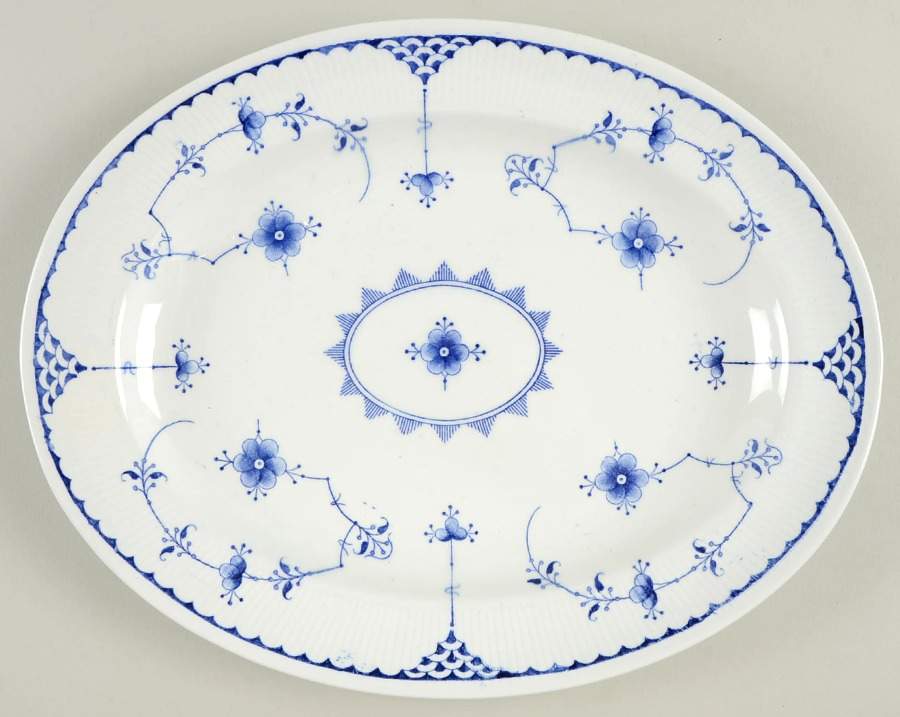 Denmark Blue 12" Oval Serving Platter by Furnivals-1