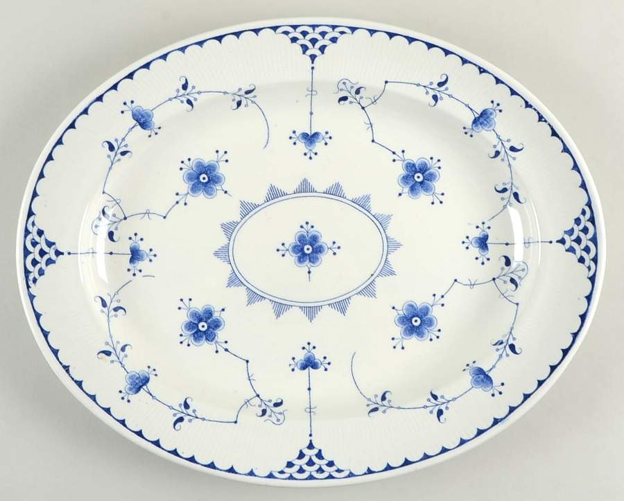 Denmark Blue 17" Oval Serving Platter by Furnivals-1
