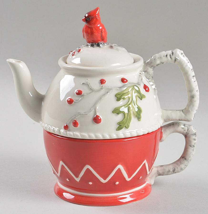Winterberry Individual Teapot & Lid with Cup by Fitz & Floyd-1