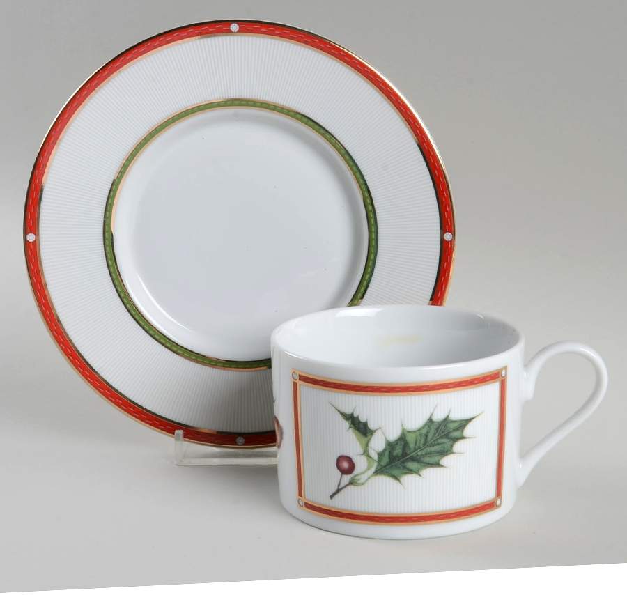 Winter Berry Collection Flat Cup & Saucer Set by Fitz and Floyd-1