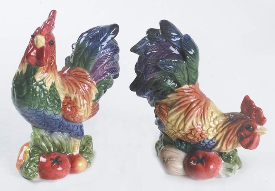 Coq Du Village Figural Salt & Pepper Set by Fitz & Floyd-1