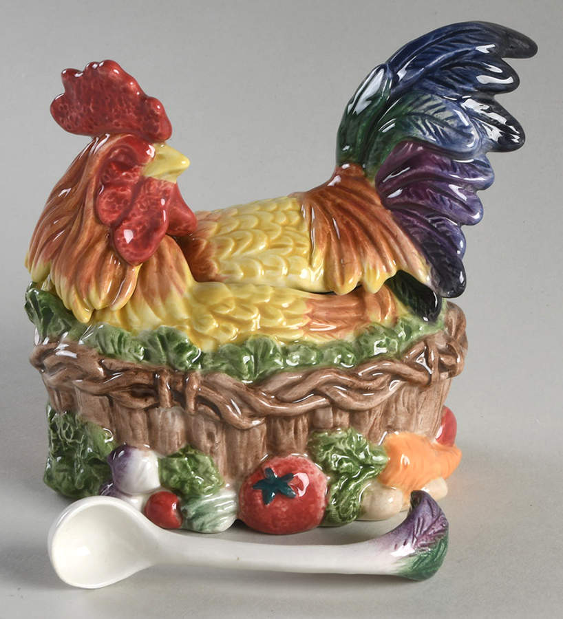 Coq Du Village Figural Sugar Bowl & Lid by Fitz & Floyd-1