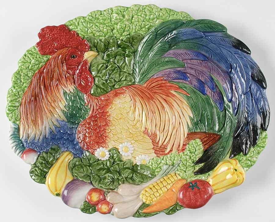 Coq Du Village 14" Oval Serving Platter by Fitz & Floyd-1