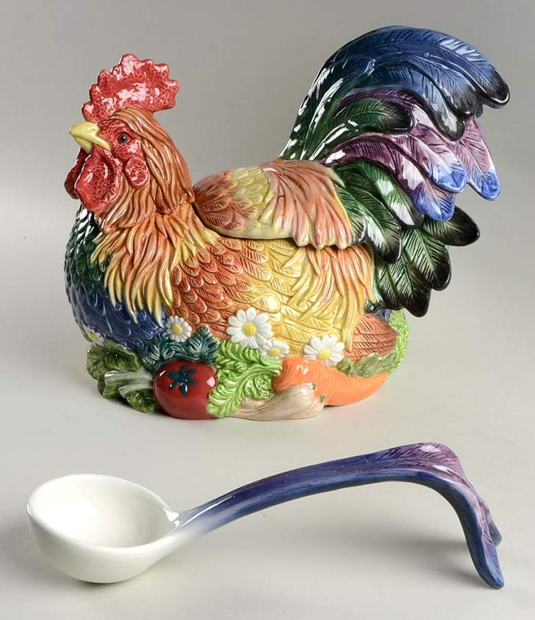 Coq Du Village Figural Tureen & Lid with Ladle by Fitz & Floyd-1