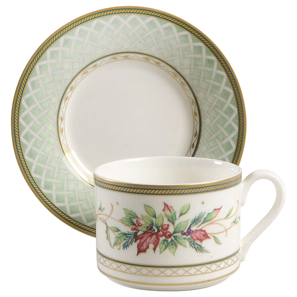 Winter Holiday Flat Cup & Saucer Set by Fitz & Floyd-1
