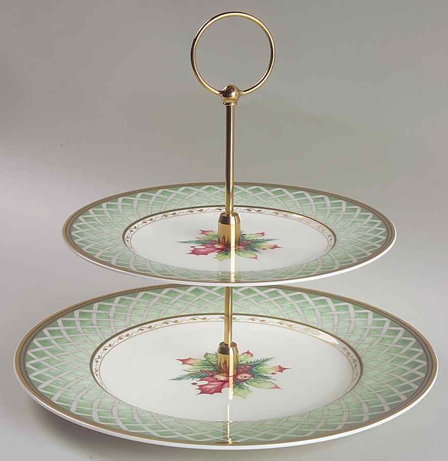 Winter Holiday 2 Tiered Serving Tray (Chop & Salad Plate) by Fitz & Floyd-1