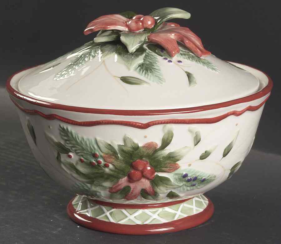 Winter Holiday Small Round Covered Vegetable by Fitz & Floyd-1