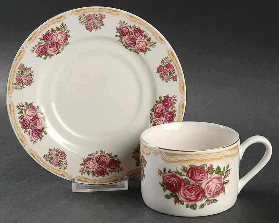 Sydney Roses Flat Cup & Saucer Set by Farberware-1
