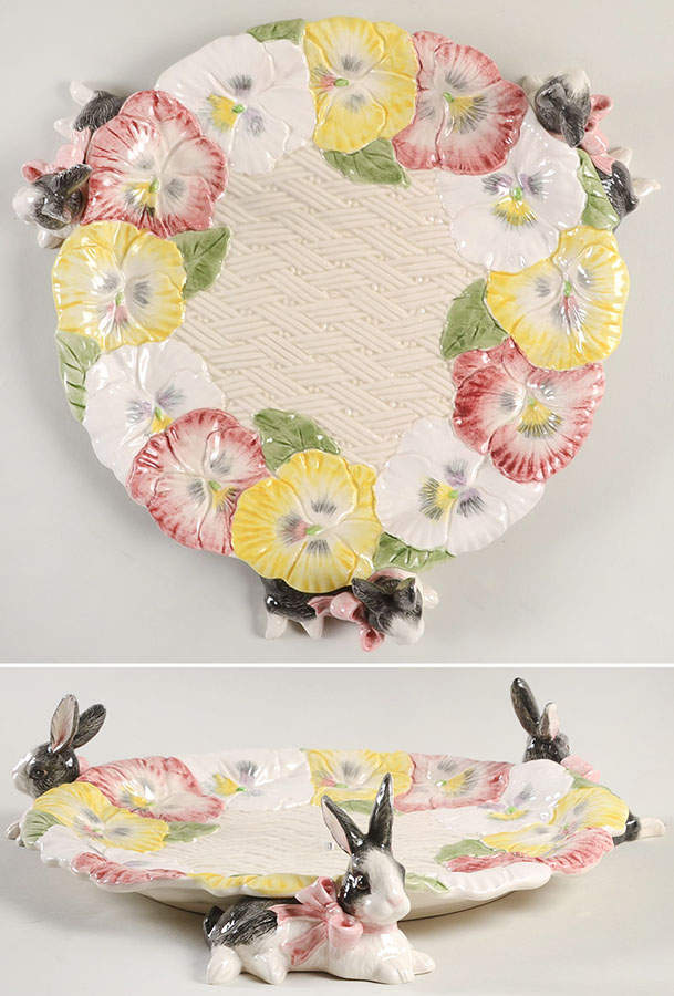 Pansy Parade Cake Plate by Fitz & Floyd-1